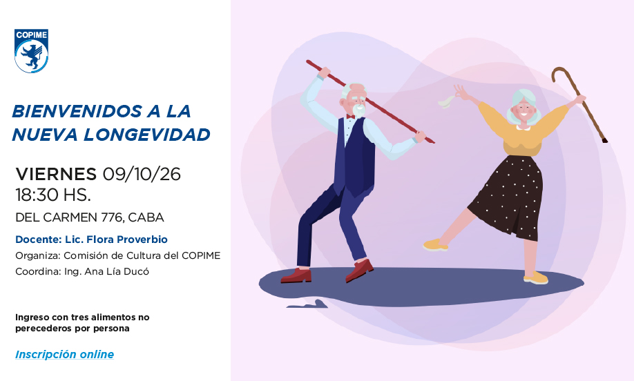 copimeorg's tweet photo. Ciclo Cultural: Bienvenidos a la nueva longevidad

📅09/10/2026
Inicio: 18:30 hs
Lugar: Pasaje Del Carmen 776, CABA

INGRESO: Tres alimentos no perecederos por persona

ℹ️Se requiere inscripción previa: https://t.co/Nhzr0q3epn https://t.co/tqlkxb4Bkr