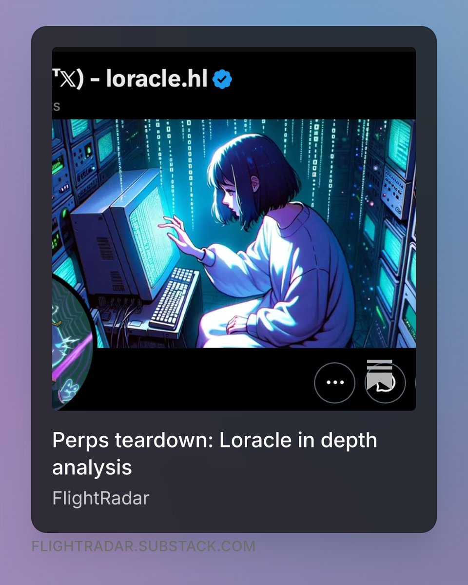 flightRadr's tweet photo. New article on @loraclexyz Hyperliquid perps trader.

Check it out: https://t.co/tTIy4WAog1 https://t.co/e5mC14xAxF