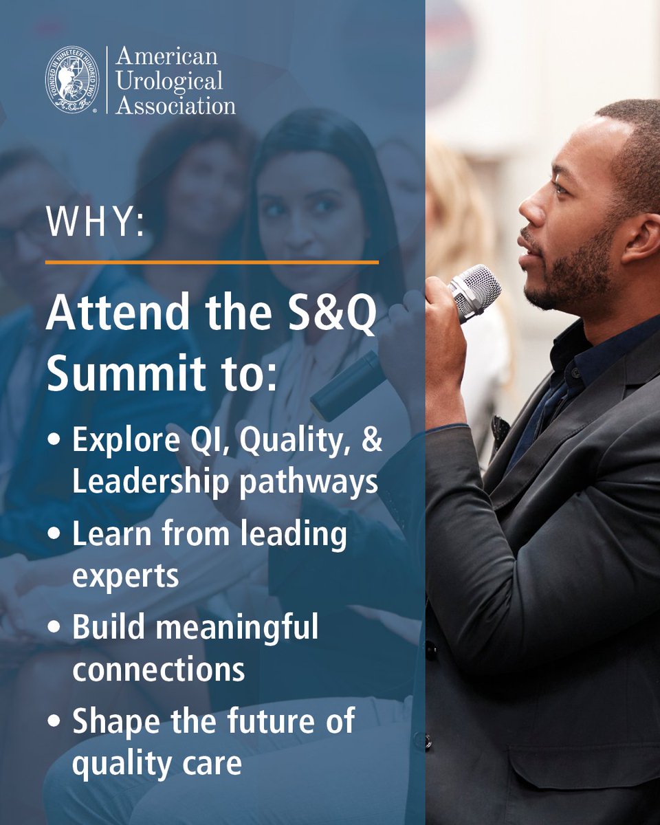 AmerUrological's tweet photo. Ready to be in a room where ideas, leadership and opportunity connect?

The S&Q Summit is bringing together emerging and established leaders for a powerful experience built around growth, collaboration, and impact to shape the future of quality care in urology.

💰 Register NOW! 👉 https://t.co/7naHfw2Frf

#SQSummit