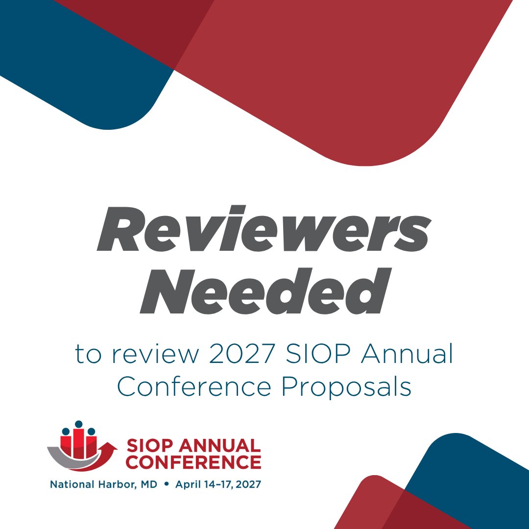 SIOPtweets's tweet photo. Final Call for Reviewers! Help shape the 2027 SIOP Annual Conference by signing up as a reviewer! Just 2-3 hours of you time ensures our sessions represent the best science &amp; practice.

Deadline: Oct 7 at 5 p.m. ET.
Sign up here: https://t.co/v98lcG7nKJ

#SIOP27 #IOPsych https://t.co/KobyQ1qHHw