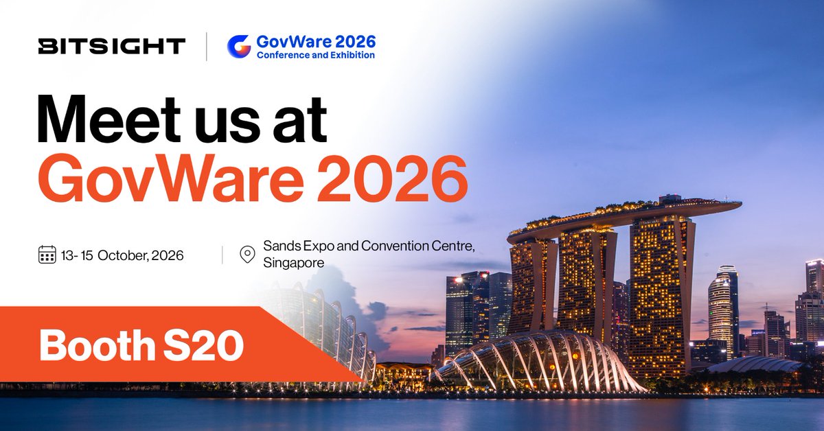 Bitsight's tweet photo. Bitsight is heading to #GovWare2026 in Singapore.

📅 13–15 Oct
📍 Sands Expo and Convention Centre
📌 Booth S20

If you’re attending, come meet the Bitsight team and explore the next frontier of cyber risk. https://t.co/djLle8BYgu
