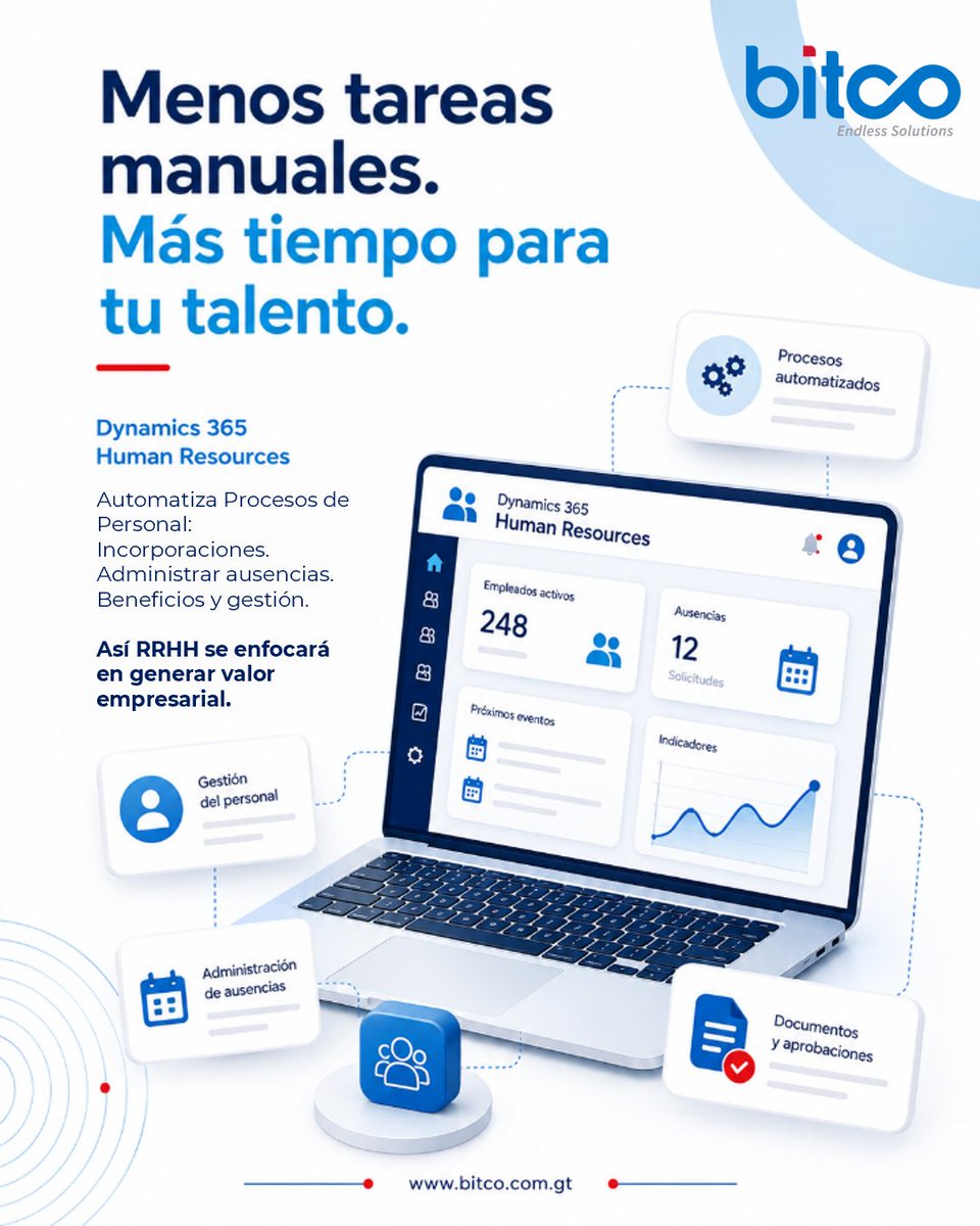coinsagt's tweet photo. 🚀 Un buen lunes también comienza con mejores procesos. Cuando #RRHH reduce la carga operativa, puede enfocarse en estrategia y #talento. En #Bitco, te acompañamos en la implementación de #Dynamics365 con más de 30 años de experiencia.
#RecursosHumanos #empresarial #empresa https://t.co/AeAE4ErxCA