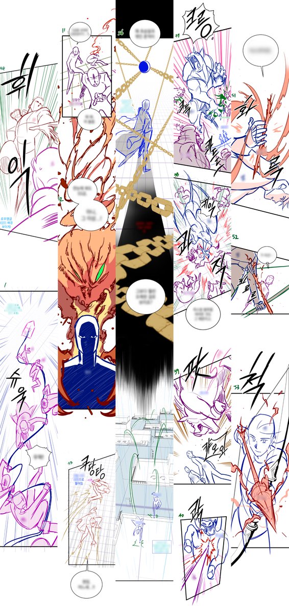JING_GAE's tweet photo. 네이버 <내가 키운 S급들> 173~178화 보조 연출(그림콘티) 일부.  🔥👊🍷

Part of the storyboard <My S-Class Hunters> episodes 173~178 from Naver Webtoon https://t.co/KOe0IOX0Pc