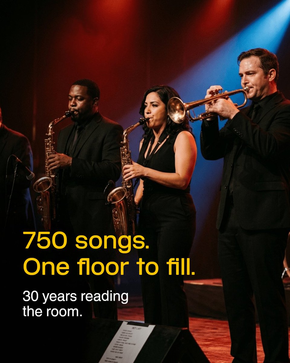therfactorband's tweet photo. The first dance is just the start. The R Factor keeps the room moving with 30 years of experience, 750 songs, and a 6 to 13 piece lineup that reads the crowd all night.

Secure your year-end celebration slot. https://t.co/63PZCFwhrI https://t.co/T2LGdrW0nr