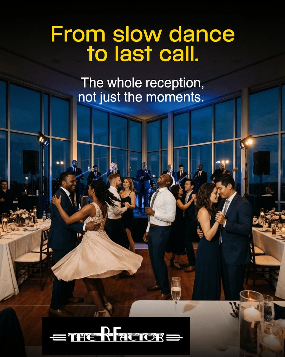 therfactorband's tweet photo. The first dance is just the start. The R Factor keeps the room moving with 30 years of experience, 750 songs, and a 6 to 13 piece lineup that reads the crowd all night.

Secure your year-end celebration slot. https://t.co/63PZCFwhrI https://t.co/T2LGdrW0nr