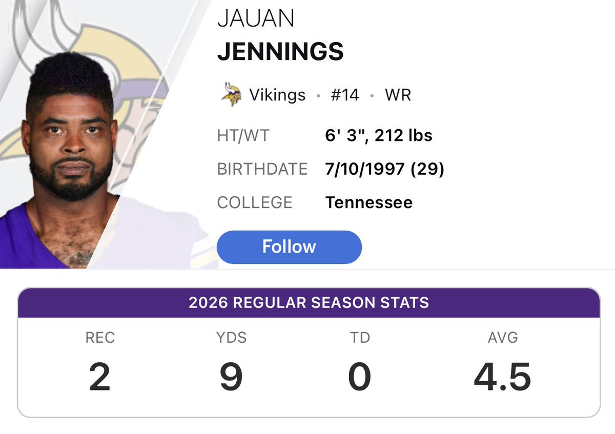 Coach_Yac's tweet photo. We’ll send you a 6th round pick for Jauan Jennings, @Vikings https://t.co/WJgom4UozN