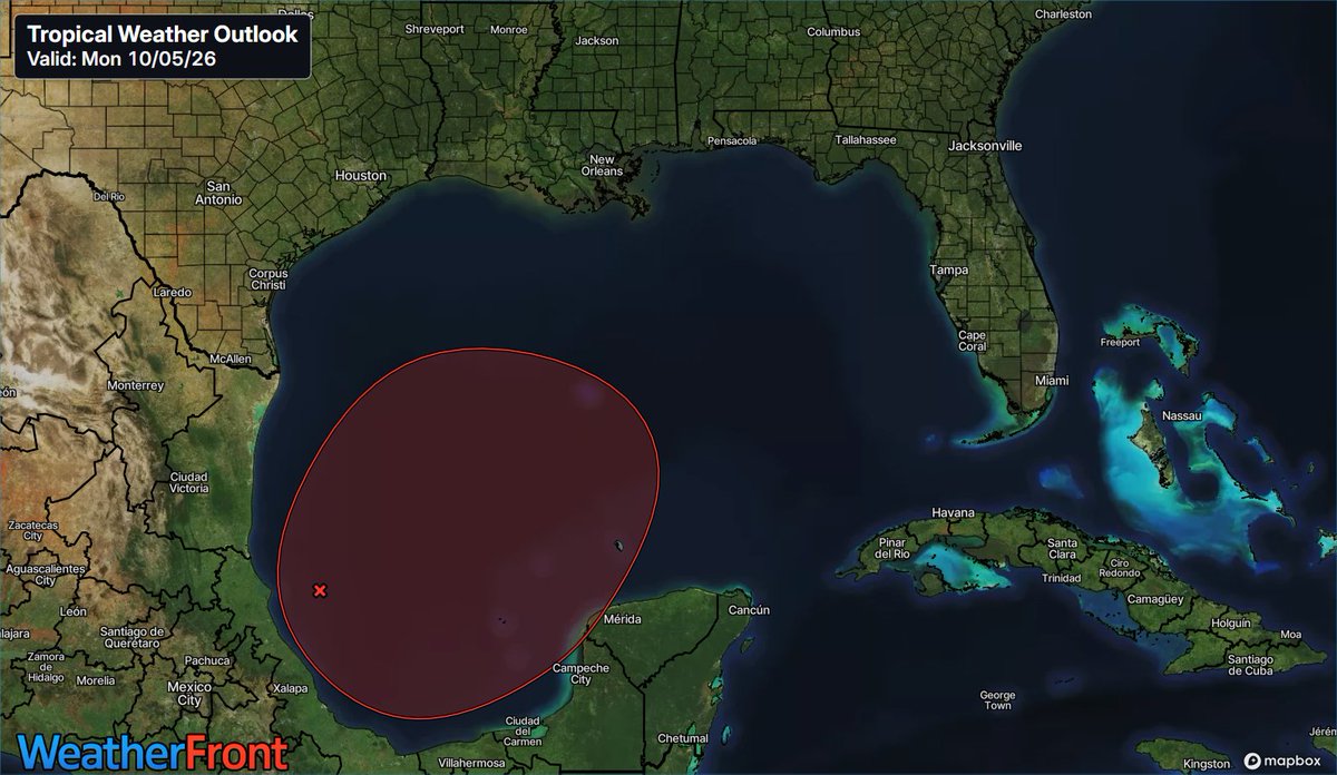 MetricsWXSvr's tweet photo. A trough of low pressure in the southwestern Gulf is producing disorganized showers. NHC gives it a 70% chance of forming into a tropical depression mid-to-late week as it drifts east and turns north. Land impacts are unknown. 

#wxtwitter #severewx #tropicswx #txwx #lawx #flwx https://t.co/OcTWnx135E