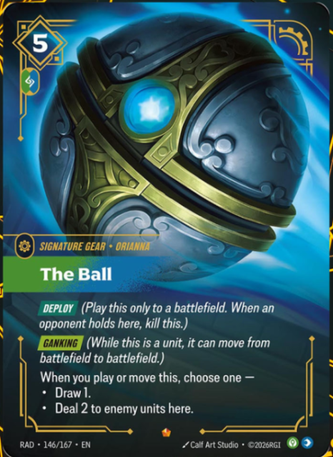 RiftboundReport's tweet photo. Orianna's Signature Gear, The Ball, has been revealed by Player2au in their latest Riftbound article! 🔥

🔗 https://t.co/sgOig8xDeU

#RBRadiance https://t.co/bny9p71pkY