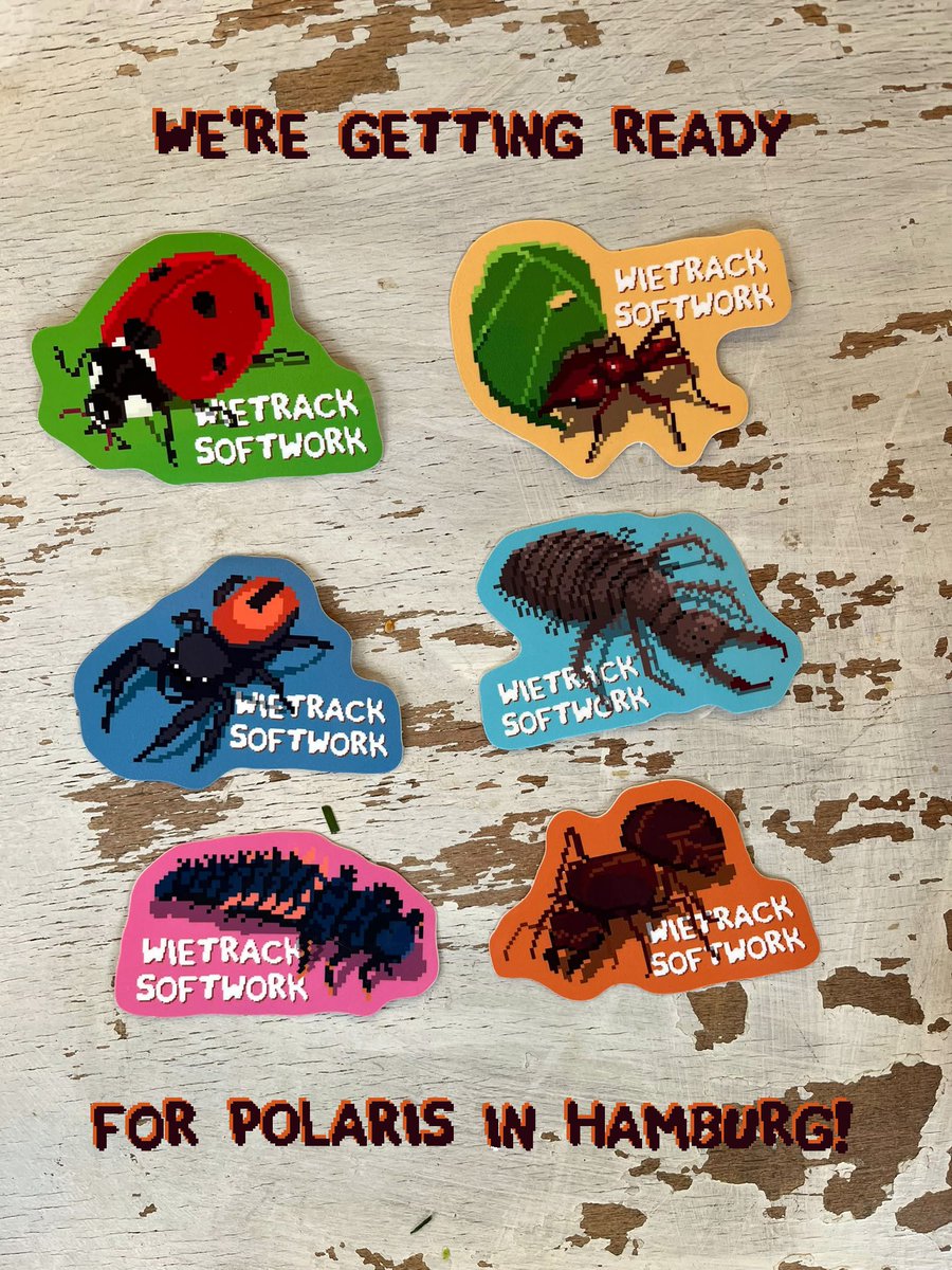 Wietrack's tweet photo. We made some brand-new stickers! :)

📍 POLARIS 2026 — Hamburg
📅 October 9–11, 2026

Steam page:
https://t.co/TzxyepVgoT

See you in Hamburg! 😄

#polarisconvention #indiegame #ants https://t.co/ni3wKfgXNo