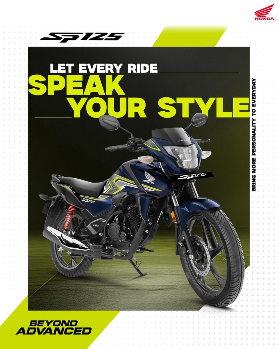 honda2wheelerin's tweet photo. Ride with more style, more comfort and thrilling performance. The Honda SP125 turns every commute into an experience that goes beyond advanced.
#Honda #Honda2Wheelers #ThePowerOfDreams #HowWeMoveYou #BeyondAdvanced https://t.co/XZA8aCtjvq
