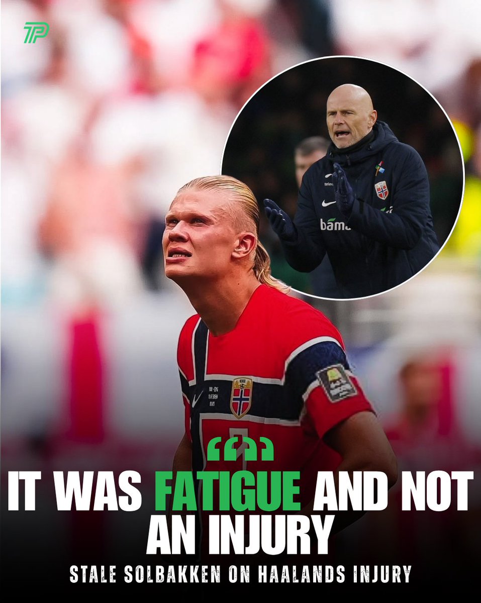 ThePitchlineX's tweet photo. 🚨 🇳🇴 Erling Haaland came off early for Norway and Man City fans are worried 

His national team boss says it was fatigue and not an injury 😮‍💨 He now has six days to recover before the trip to Liverpool on Sunday

Will he start at Anfield?

#Haaland https://t.co/uvAhFzVV1y