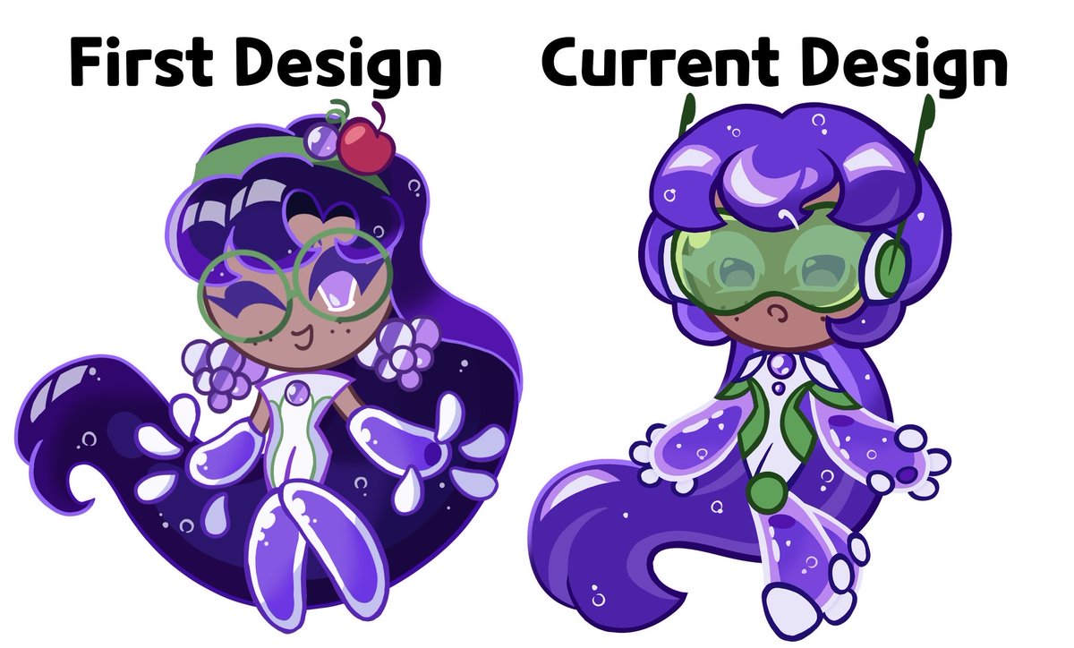 Crustezz_Coolio's tweet photo. Grape Sodas first design compared to her most recent design!

#cookierunoc #cookierunkingdom #cookierunovenbream https://t.co/tYBqjP1apd
