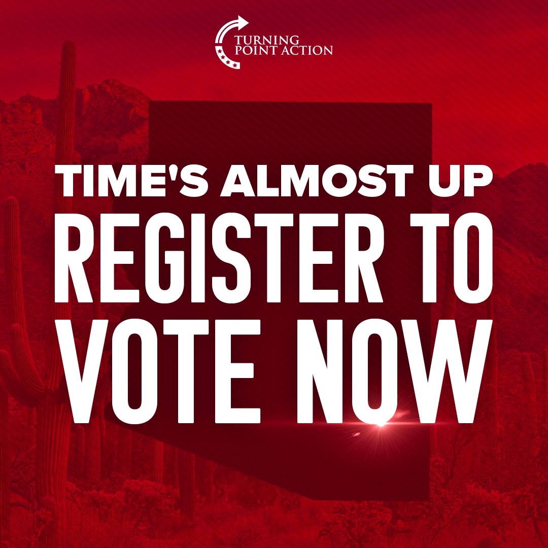 TPAction's tweet photo. ARIZONA - Today is the last day to register to vote 🚨

It is critical to ensure you are registered to vote for this year's midterm election.

Your registration may be invalid for various reasons, like recently moving or changing your name. When in doubt, check your registration!

Check your status right now: https://t.co/s2qkKASXhs