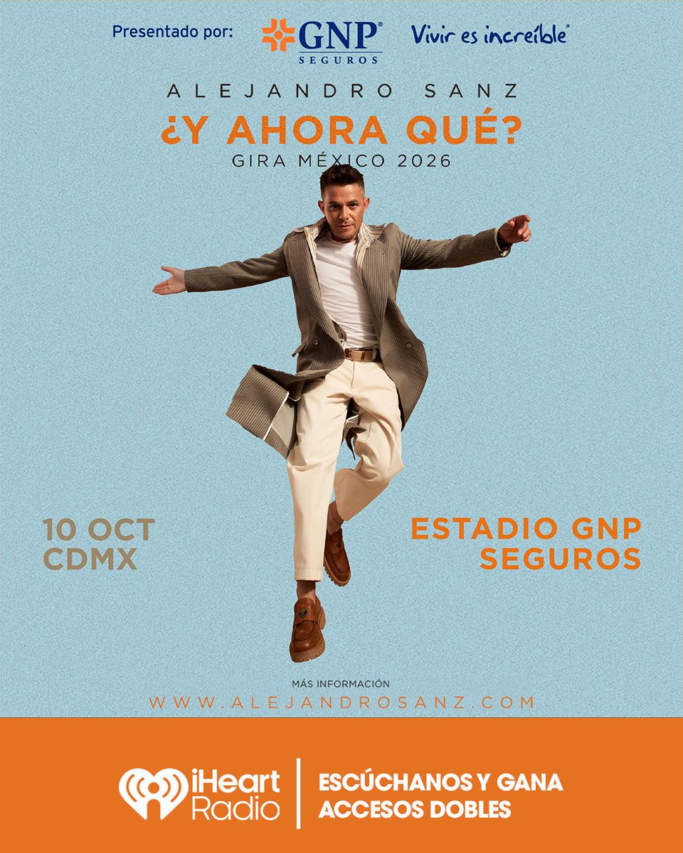 iHeartRadioMx's tweet photo. 🔥🎤 ¡ALEJANDRO SANZ EN VIVO Y TÚ PUEDES ESTAR AHÍ! 🎤🔥

Prepárate para cantar a todo pulmón esos grandes éxitos que han marcado generaciones y vivir una noche llena de emoción, música y mucho sentimiento. ❤️🎶

🎟️ ¡Participa aquí! https://t.co/z7Y6U1IauO

✨ Corazón partío, Amiga, No es lo mismo… ¿cuál cantarías primero en vivo? 👀🎶

⏰ ¡Participa ahora! Los ganadores se anunciarán muy pronto!

#AlejandroSanz #iHeartRadio #Boletos #EnVivo #Concierto #MúsicaEnEspañol ❤️🎤