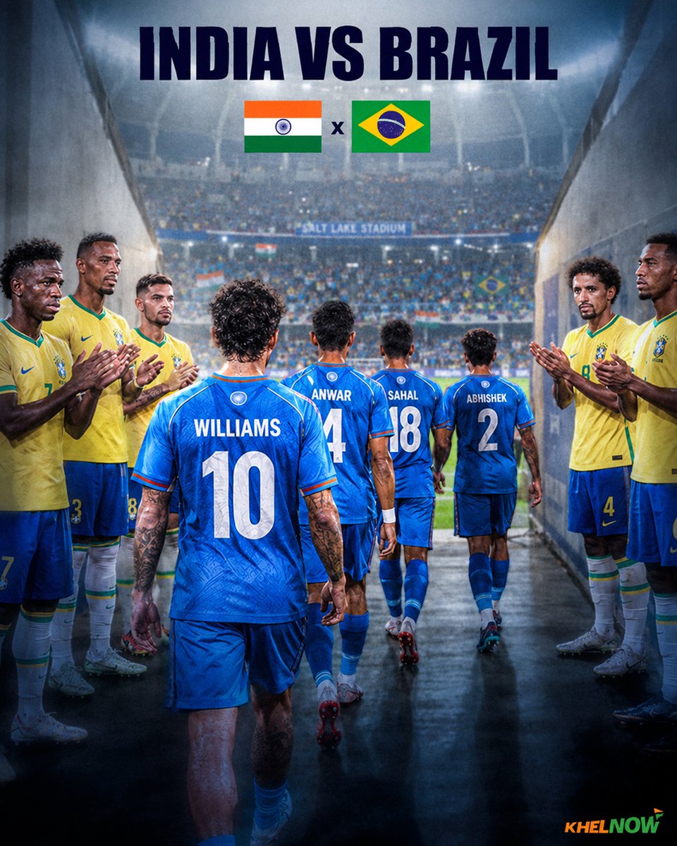 KhelNow's tweet photo. 🇮🇳💙 A night to be proud of, Blue Tigers!
India took on Brazil and gave everything on the pitch. A special night, a valuable experience, and a moment to remember. 👏⚽🇮🇳
#IndianFootball #Brazil #INDBRA https://t.co/rmtU7C43g7