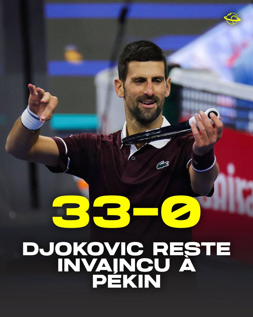 UniversTennis's tweet photo. Novak Djokovic reste INVAINCU à Pékin. 🔥🇷🇸

▫️ 33-0
▫️ 146e finale en carrière
▫️ 268e victoire face au TOP 10
▫️ 7e finale à Pékin 
▫️ Retour dans le TOP 10

À 39 ans, il devient le joueur le plus âgé de l’histoire à atteindre une finale en ATP 500. ⭐️ https://t.co/KBlYksSQHI