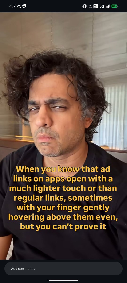 reallykrishh's tweet photo. I have a theory :

To oversimplify
When u tap normally the device waits a bit to make sure it's not a swipe or a hold..

But maybe the ads skip that check somehow creating this effect which feels faster

I can be entirely wrong but that's the closest I can get to the explanation https://t.co/N5nCkhYDz3
