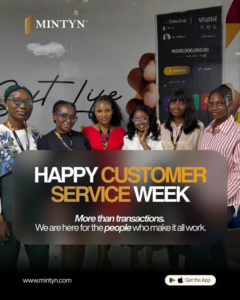Mintynapp's tweet photo. The extra mile; Happy customer service week from the customer support lead and team at Mintyn bank
It’s more than just transactions 🔥🤩 https://t.co/o8LRin7GFi