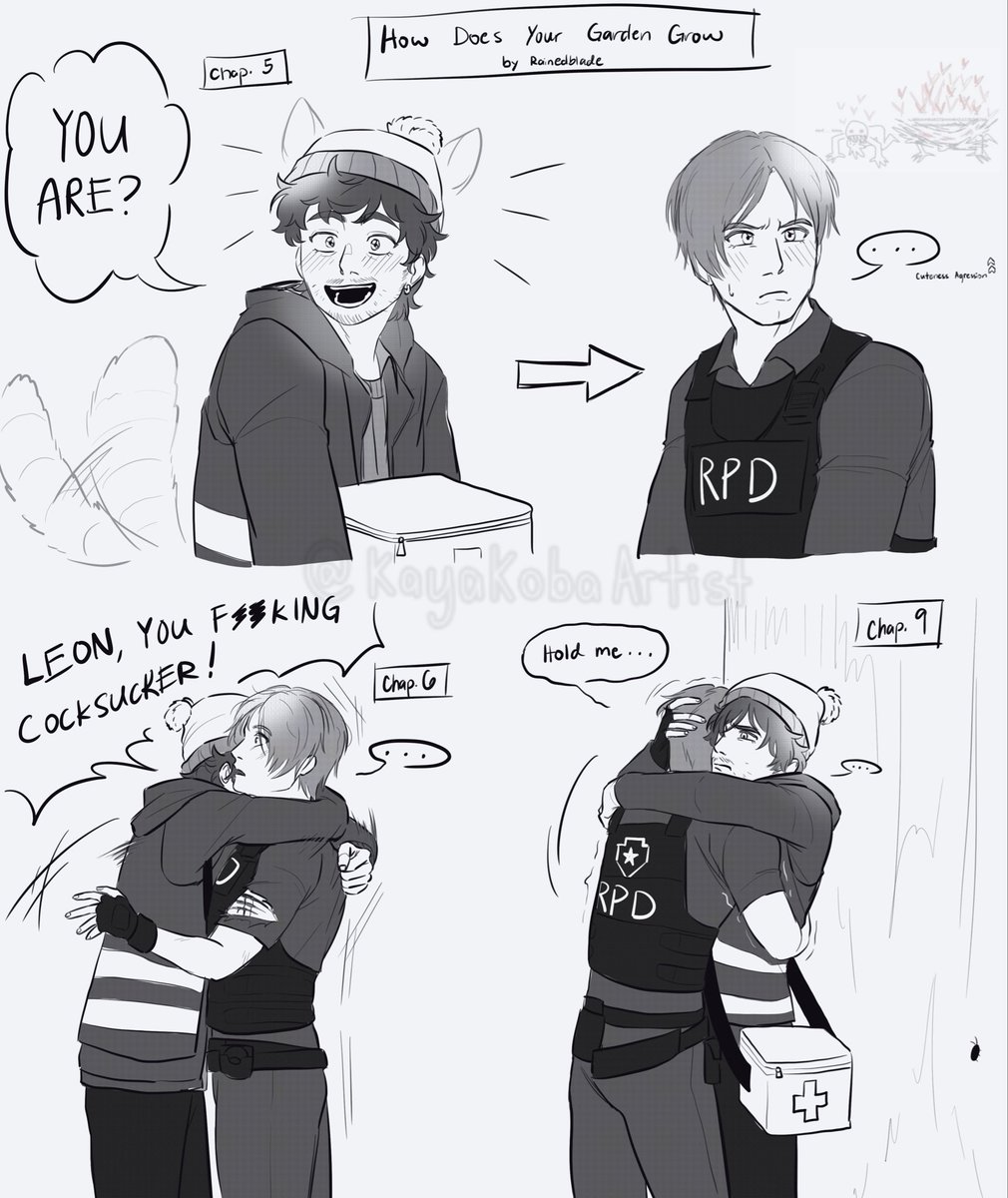 kayakobaArtist's tweet photo. *cuteness aggression* Loved the fic @rainedblade, can’t wait for more! #breyon #leonkennedy #bryanhokudavitch https://t.co/CFaXGA6ZCp