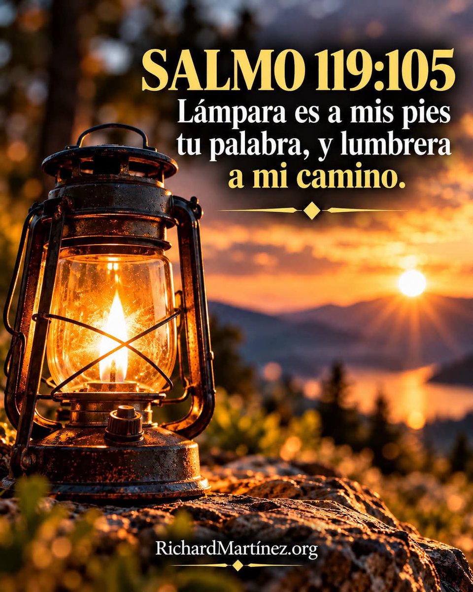 cantanterichard's tweet photo. “Lámpara es a mis pies tu palabra, y lumbrera a mi camino.” — Salmo 119:105

Hay momentos en los que quisiéramos que Dios nos mostrara todo el camino de una sola vez. Queremos saber qué sucederá mañana, qué decisión debemos tomar y cómo terminará aquello que hoy nos preocupa.

Pero muchas veces Dios no ilumina todo el camino; nos da suficiente luz para dar el siguiente paso.

Su Palabra es esa lámpara que nos recuerda que, aunque no podamos ver lo que viene, no estamos caminando solos. Cuando llegan las dudas, Él nos guía. Cuando sentimos temor, Él nos fortalece. Y cuando no sabemos qué hacer, podemos detenernos, orar y buscar dirección en su Palabra.

Tal vez hoy no tengas todas las respuestas que esperabas, pero puedes confiar en Aquel que sí conoce el camino completo. Sigue avanzando con fe. Dios puede abrir puertas, corregir tu dirección y llevarte exactamente donde necesitas estar.

Señor, ilumina mis decisiones, guarda mis pasos y no permitas que me aparte del camino que has preparado para mí. Que tu Palabra sea mi guía cada día. En el nombre de Jesús, amén.

Hoy declaro: “La Palabra de Dios guía mis pasos.” Si lo crees, escríbelo en los comentarios y comparte este mensaje con alguien que necesite dirección hoy.

#richardmartinez #motivationalquotes #motivationalquote