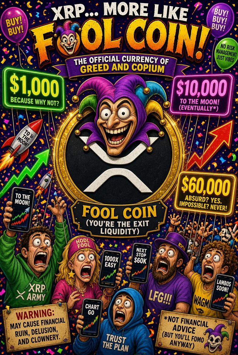DoubtEverythin4's tweet photo. #XRP as a fool coin!!! With all the hype people are being fooled of many price value like 1,000, 10,000 or even 60,000 each coin by this fool coin! people are being manipulated! https://t.co/jfKalA0bqm