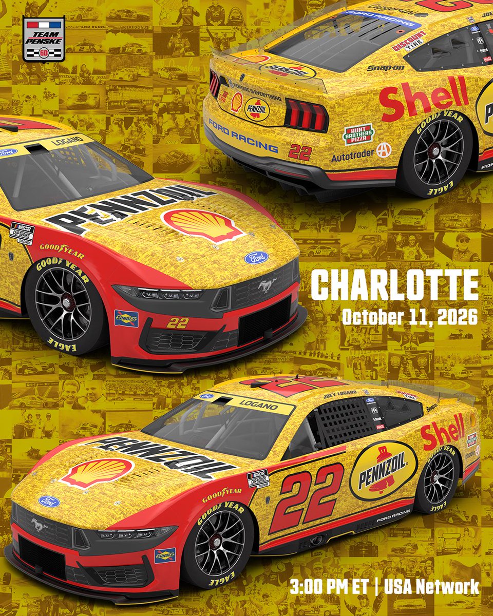 Pennzoil's tweet photo. A special look for this weekend in Charlotte.  #Penske60 https://t.co/ndcST8VL4R