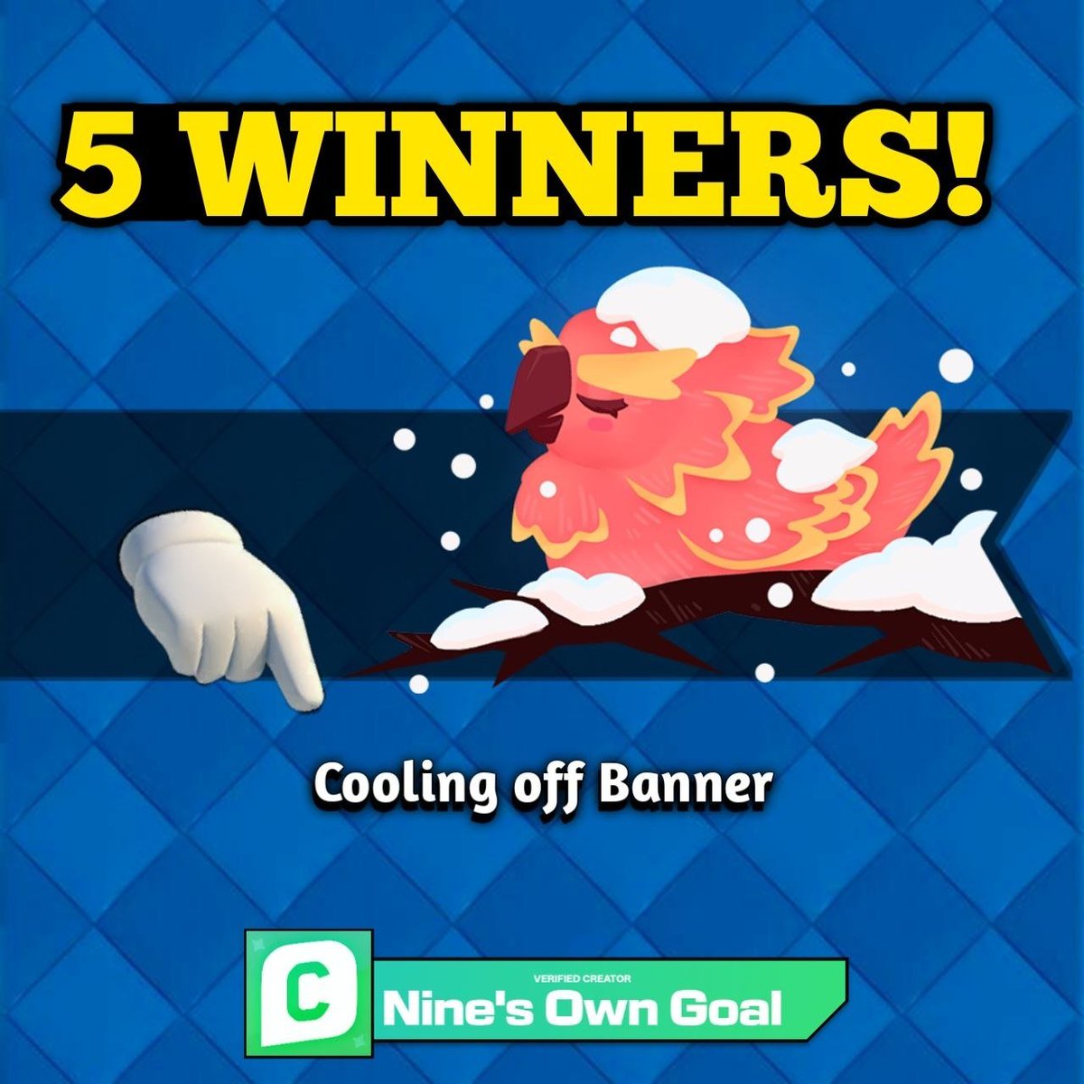 Nines_owngoal's tweet photo. 5x Cooling Off Banner GIVEAWAY 🎁

How to enter:   
• like♥️
• Retweet 🔁
• Subscribe to this channel: https://t.co/vDxJB7NLjn

Ends in 6 days ⌛️ 
#GiftedBySupercell #Giveaway #ClashRoyale https://t.co/aCWS91paJC