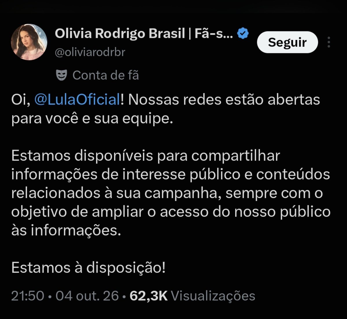 australianracha's tweet photo. just so you understand how tense things are in Brazil right now: basically every fanbase is making their platforms available to the current president because we’ve seen DIRECT INTERVENTION from billionaires on social media during the campaign period.

they’re interested in our natural resources, and many people fear they’ll have easier access to them if Bols0naro wins, especially given his relationship with 7rump