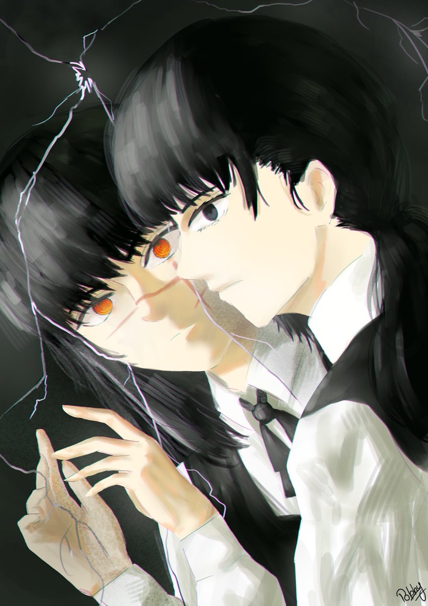 Rinmorikichi1's tweet photo. I decided to draw both of them 
Here's Asa and Yoru both of 'em staring at you

#chainsawman #チェンソーマン‌ https://t.co/tGo4VMxVNR