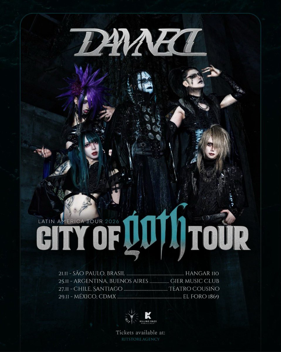 official_DAMNED's tweet photo. 🎥LIVE CLIP🎥

DAMNED -DAEDRA-

_________________________
2026 Latin America Tour 2026

 now on sale!

🎟 español
https://t.co/EofZsoQzOo
🎟 português
https://t.co/LUXNOlB5SO
_________________________

ワンマンツアー『Cure』
ツアー後半戦チケットプレオーダー受付中
🎫 https://t.co/SmuTd3kBxt

_________________________
1/31(日) 新宿club science
2/4(木)四日市club chaos
2/5(金) 心斎橋CLAPPER
2/18(木) 新潟CLUB REVERST
2/19(金) 仙台Space zero
3/7(日) 京都MOJO
_________________________