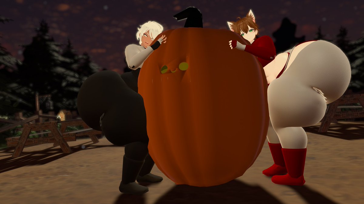 VeniVRC's tweet photo. Just some photos me and @Kio_thiccboi toook!, 
Getting ready for the spooky season!! 💛🤍 https://t.co/XjAFPzj9Pe