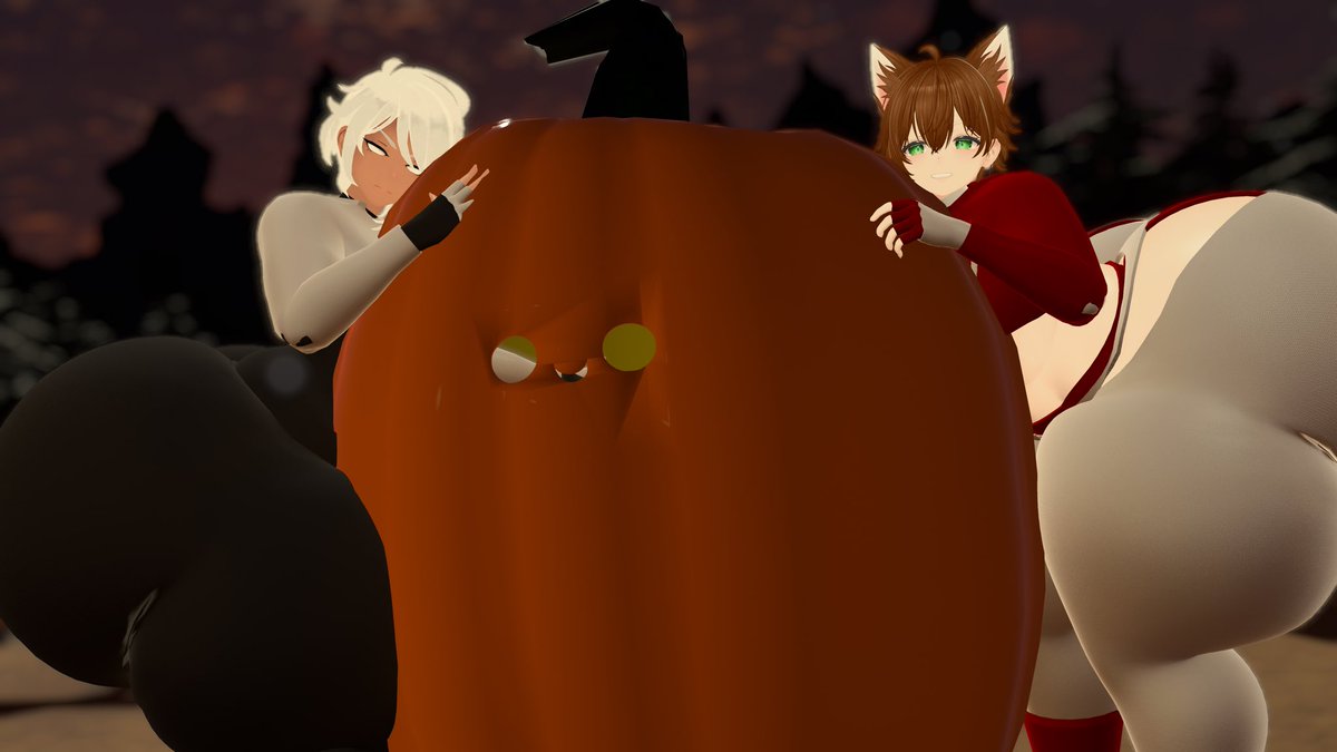 VeniVRC's tweet photo. Just some photos me and @Kio_thiccboi toook!, 
Getting ready for the spooky season!! 💛🤍 https://t.co/XjAFPzj9Pe