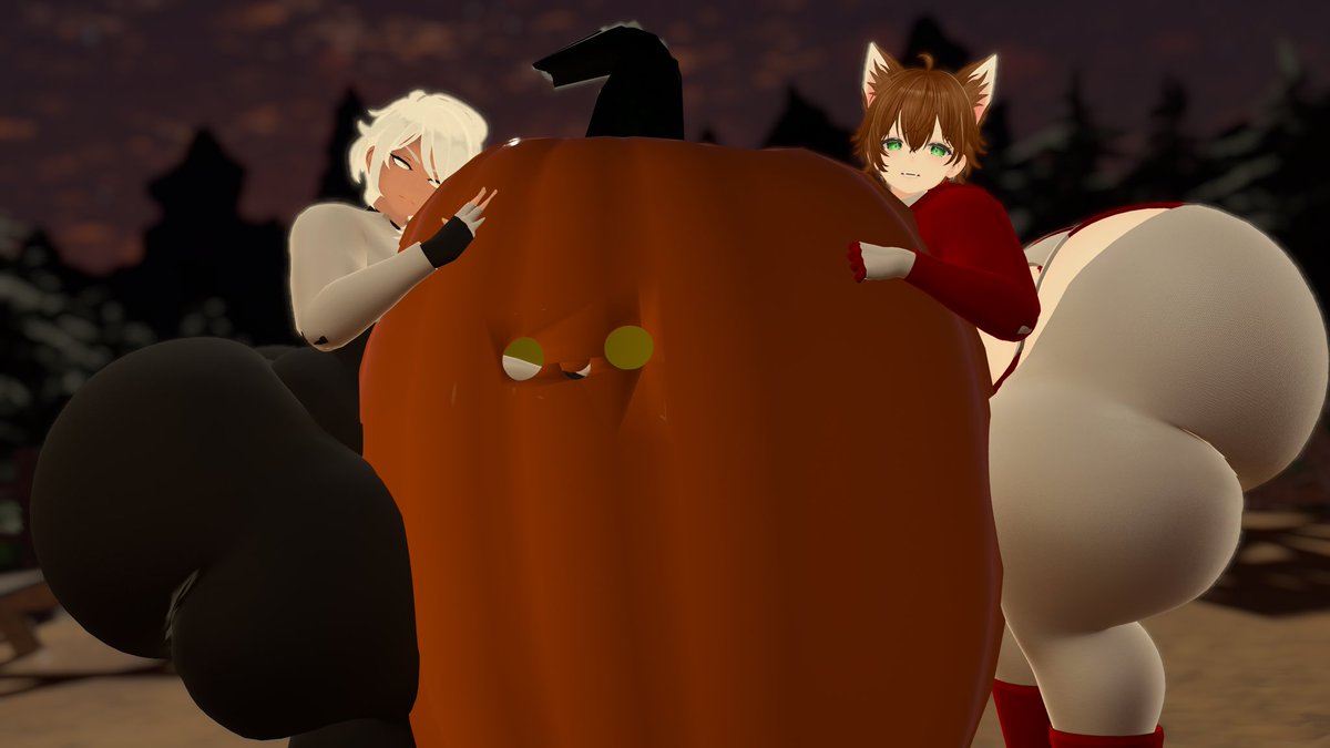 VeniVRC's tweet photo. Just some photos me and @Kio_thiccboi toook!, 
Getting ready for the spooky season!! 💛🤍 https://t.co/XjAFPzj9Pe