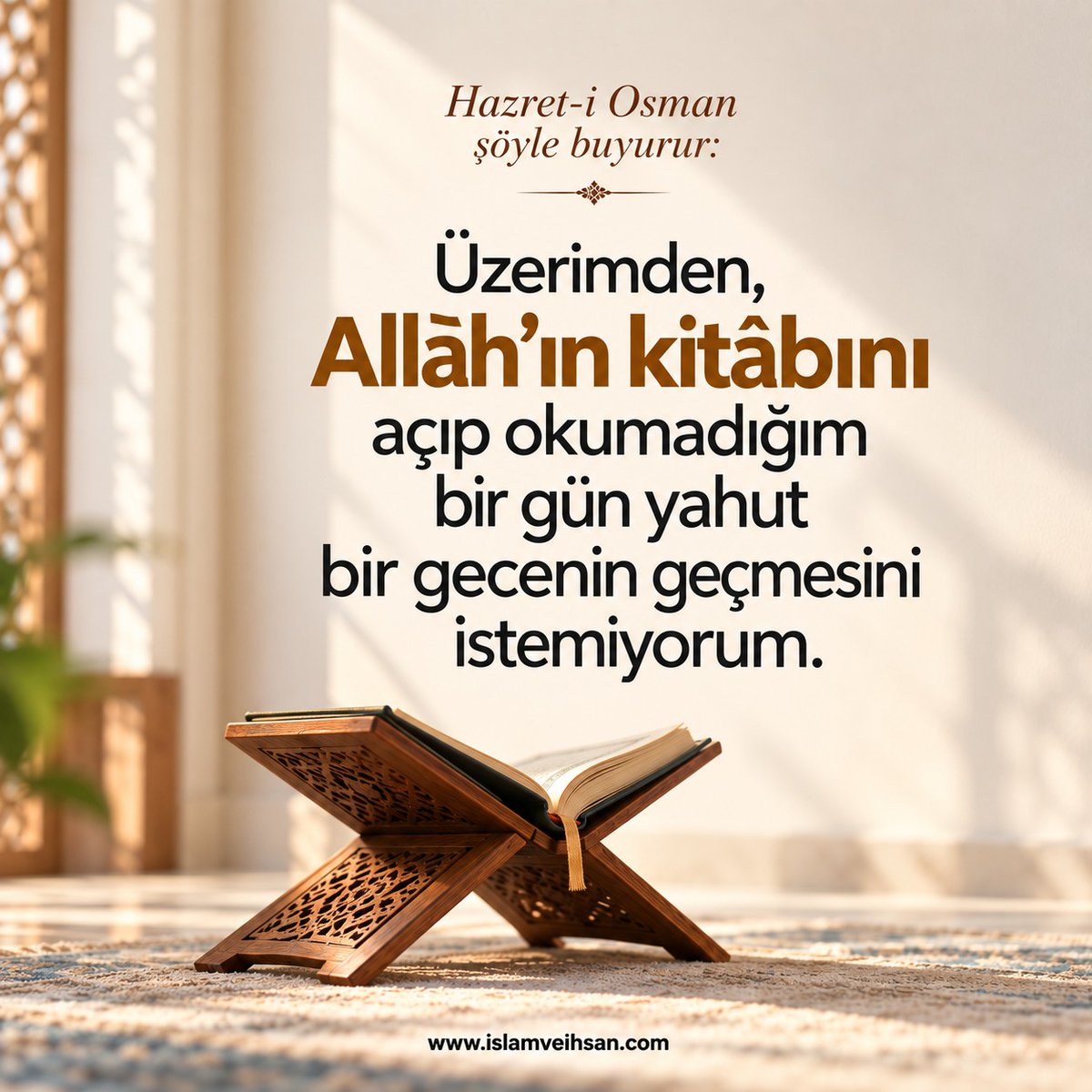 Hikmetlisoz's tweet photo. Üzerimden, Allâh’ın kitâbını açıp okumadığım bir gün yahut bir gecenin geçmesini istemiyorum. (Hazret-i Osman) https://t.co/wCLwFLUpOg