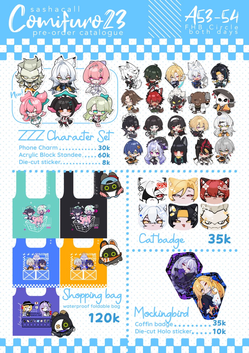 sashacall's tweet photo. [RT♥️] 
Hello!  
My merch pre-order for #comifuro23 is open!  

🗓️ 5 October-15 October
💌 Pick-up, Mail order (🇮🇩Local Only)
🌟 Fandom:  ZZZ, Arknights:Endfield, Granblue Fantasy

More in reply ⬇️
--- 
#comifuro23catalogue #cf23 #comifuro https://t.co/dg7rxqWoF9