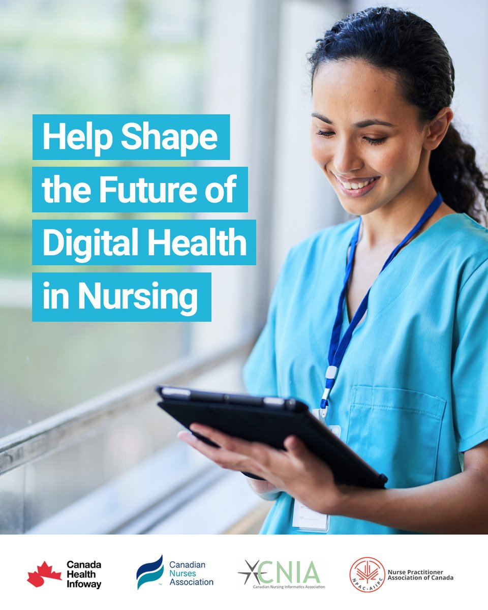 Infoway's tweet photo. The 2026 Canadian Nursing Digital Health Survey is now open. Participate in this research project and share how digital health is shaping practice—from AI and virtual care to access to patient information and documentation burden. https://t.co/JsuUM7lOoV https://t.co/fKlJ8YQqJN