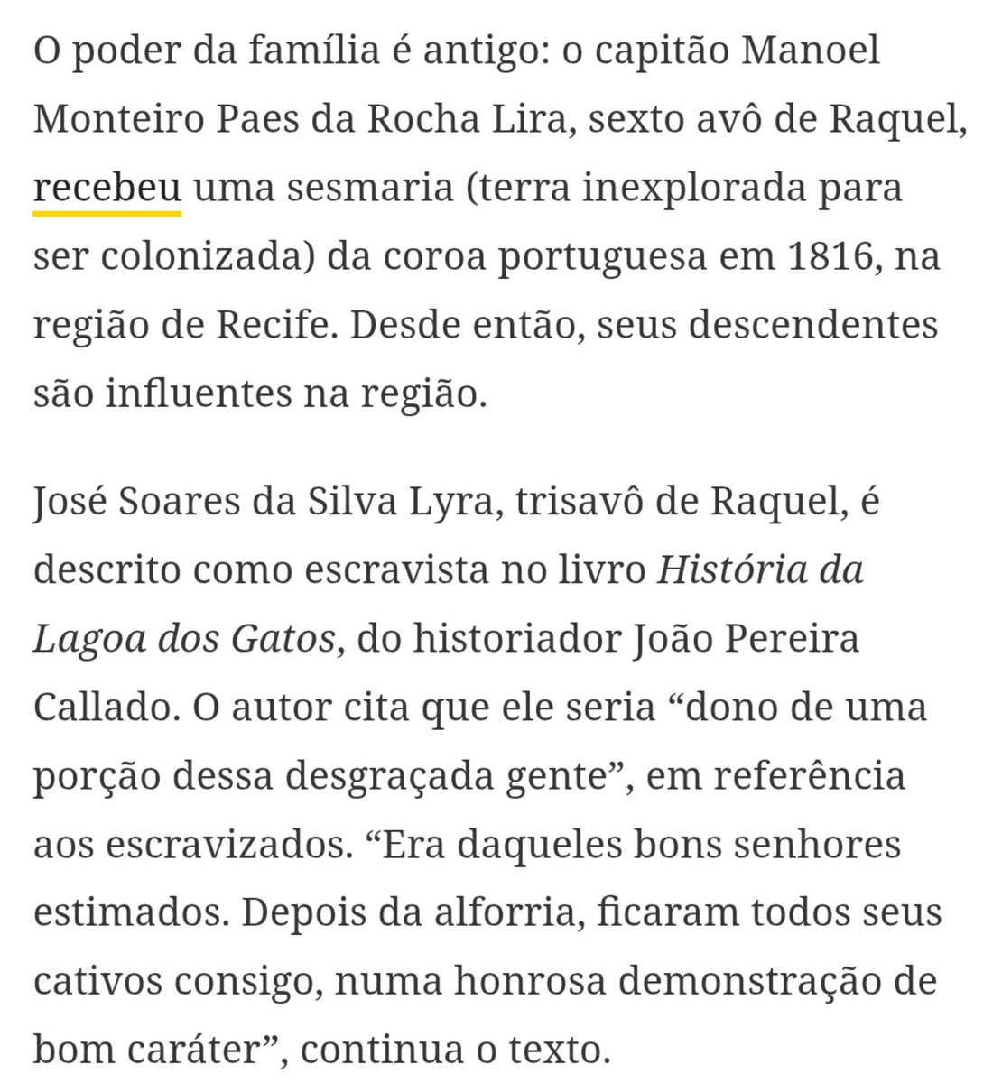 somethingbazed1's tweet photo. Fun fact sobre a Raquel Lyra de PE: Ela tem origem cabloca, fruto de mistura de indígenas umãs com açorianos. 

Sendo de família tradicional na região, o antepassado fundador da linhagem recebeu terras da coroa portuguesa em Recife e um dos seus trisavós era dono de escravos. https://t.co/4zAtEDSbem