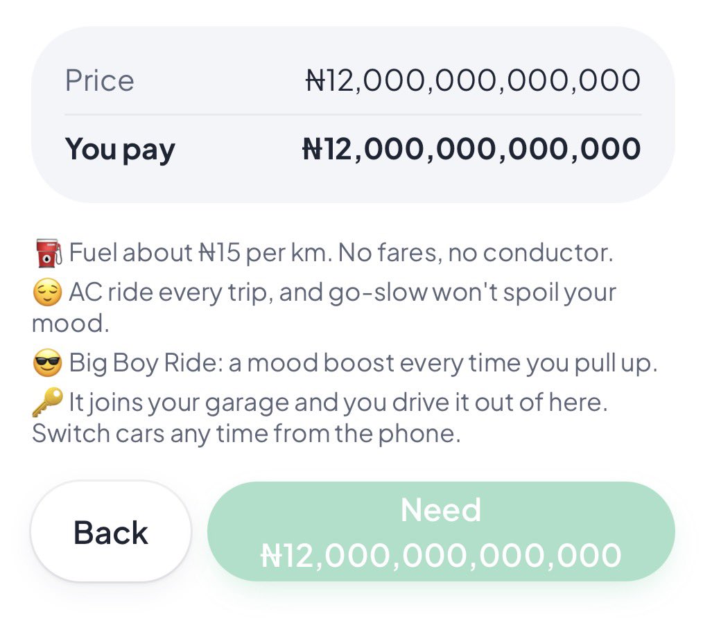udysznx's tweet photo. 12 trillion naira motor ke? nobody for this game fit afford this one😂😭 https://t.co/H34HofM2Hg