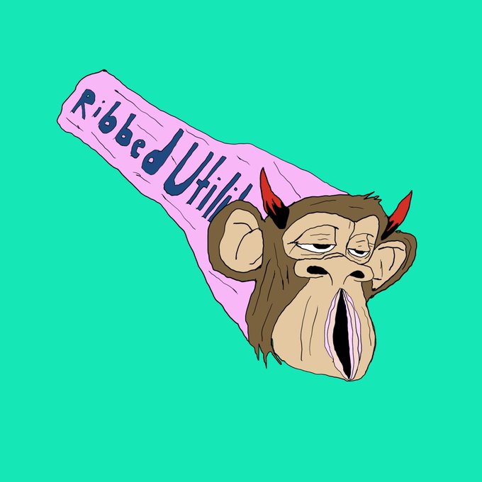 An illustration of a tired-looking cartoon monkey on a pink banner with the text 'RibbedUtilit', set against a teal background.
