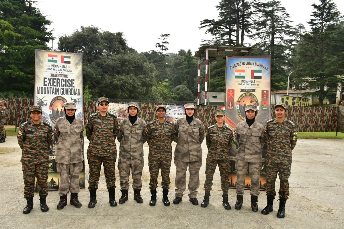 prodefencejammu's tweet photo. Exercise #MountainGuardian 2026

The Opening Ceremony of the 3rd edition of Joint Military Exercise #MountainGuardian 2026 between the #IndianArmy and #UAE Land Forces was held today at the Foreign Training Node, Chaubatia, Uttarakhand.

The two-week exercise scheduled to be held from 05 to 18 Oct 2026, will focus on joint planning, tactical drills, handling of equipment and integrated field exercises leveraging modern technology.

The exercise will further strengthen interoperability between the two Armies in sub-conventional operations and reinforce the growing India-UAE defence partnership.

#IndiaUAEFriendship 🇮🇳🤝🇦🇪  
#MilitaryDiplomacy 

@MEAIndia
@DefenceMinIndia
@SpokespersonMoD
@IndembAbuDhabi
@modgovae
@UAEembassyIndia
@adgpi 
@ANI