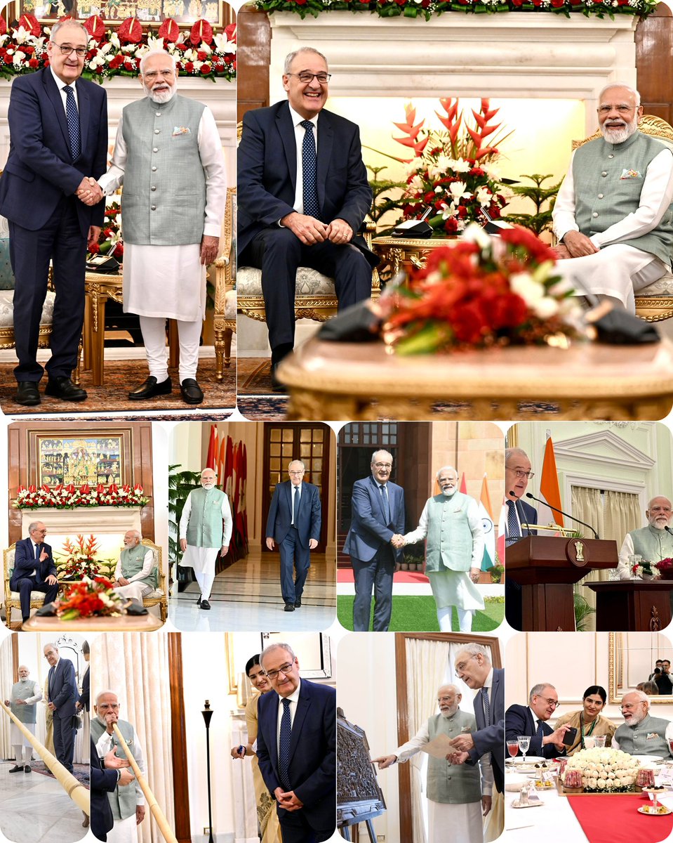 ParmelinG's tweet photo. Lors de mon entretien avec le premier ministre @narendramodi, nous avons évoqué des moyens de renforcer le partenariat 🇮🇳 -🇨🇭 dans des domaines clés tels que le commerce et les investissements, les infrastructures et la mobilité, mais aussi la science et l'innovation. https://t.co/6m7rfOdIIL