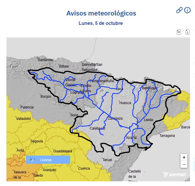 CH_Ebro's tweet photo. Ante avisos amarillos 🟡 @AEMET_Esp  por lluvia intensa en las provincias de Soria y Guadalajara, pueden producirse crecidas en barrancos y cauces menores, 5/10 @112cyl @112clm @SubGobGU @Soria_Gob 
https://t.co/UfoZj7mWES https://t.co/Oh07Aieiiz