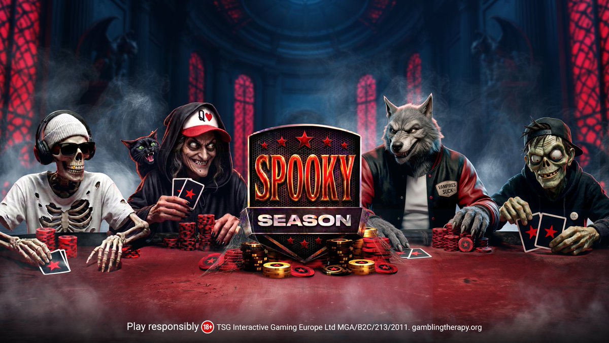PokerStarsBlog's tweet photo. No tricks, just treats: @PokerStars Spooky Season is coming, bringing 94 spine-tingling episodes and $100K in tickets up for grabs every week.

🎃https://t.co/h3amI7aiRq https://t.co/QB6yXRB2tG