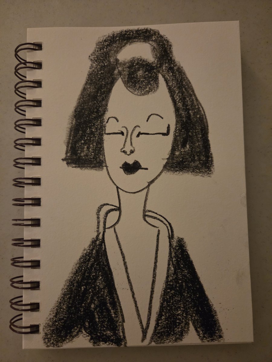 zachnocturnala1's tweet photo. Geisha/geiko/geiko every day in October (GEDIO) 2026 day five.
A Daler Rowney charcoal sticks and pencils drawing of a Japanese geisha/geiko/geigi woman with her eyes closed in my Strathmore visual journal mixed media
#VisualJournal #Geisha https://t.co/fyvEVTzj48