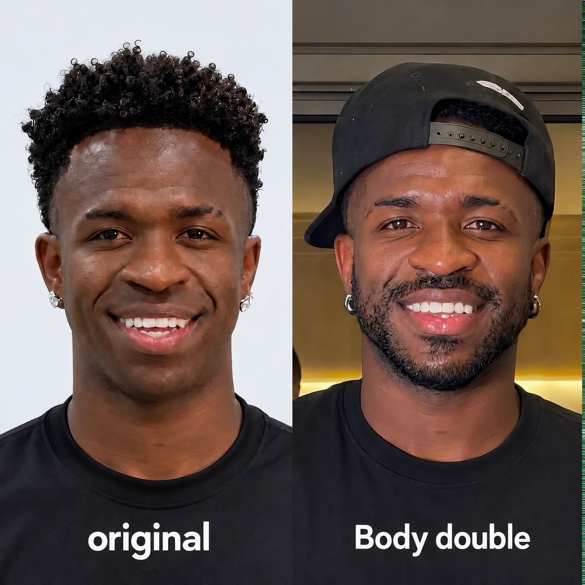 UtdKlay_'s tweet photo. 🚨UPDATE: REAL MADRID OPTS FOR DNA TESTING ON VINÍCIUS JR. 🇧🇷 

Real Madrid have reportedly been prompted to conduct DNA testing on Vinícius Jr. over his voice being different, changes in his playing style and facial appearance, a noticeably smaller physique, and a tattoo that appears to have disappeared.

These details have fuelled a bizarre theory that the man representing Real Madrid is a body double of Vinícius Jr.

A Brazilian witch doctor claimed Vini is at a luxury resort in the Bahamas, surrounded by women and living under a completely new identity. He claimed the footballer has settled comfortably into his new life and has absolutely no intention of returning to professional football.

The witch doctor said that Vini hired a lookalike to fulfil his contractual obligations with Real Madrid while he continues collecting his wages from paradise. One man faces the defenders; the other faces the ocean. 

If that were true, football would be facing the impersonation scandal of the century, with potentially devastating consequences for Real Madrid.

Imagine enduring a dip in form so frustrating that people stop questioning your performances and start questioning whether you’re even the same person.😭