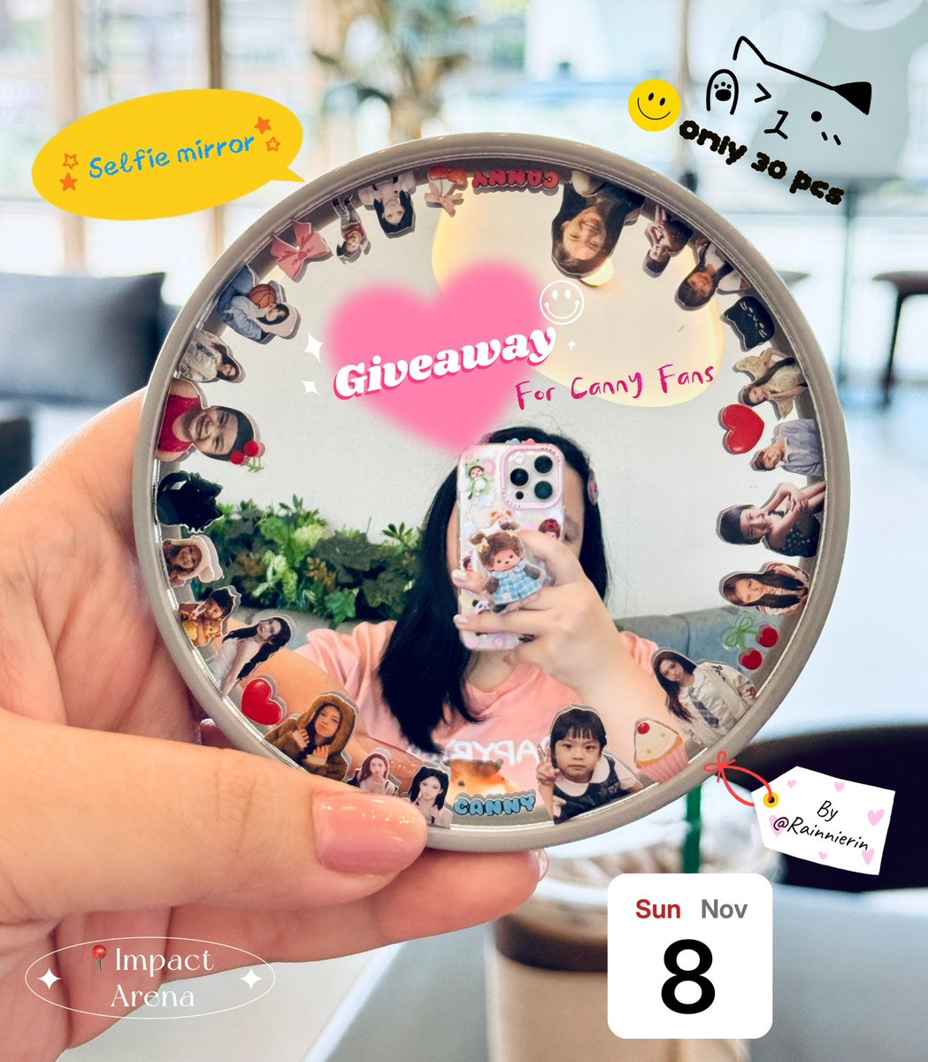 Rainnierin's tweet photo. GIVEAWAY FOR CANNY FANS 🐈‍⬛🍒💖

Selfie Mirror 🪞✨📸

BABYMONSTER WORLD TOUR [CHOOM] IN BANGKOK 

🗓️ 8 Nov 2026
📍 IMPACT Arena

อยากพาเด็กน้อยไปเที่ยวด้วยกันทุกที่ 💗
เมนแคนนี่อย่าลืมมารับน้องไปน้าาาา 🐈‍⬛🍒✨

#CHIQUITA #치키타 #BABYMONSTER #CHOOM_IN_BANGKOK #เบม่อนออนทัวร์2026 https://t.co/9zbzq2MxC5