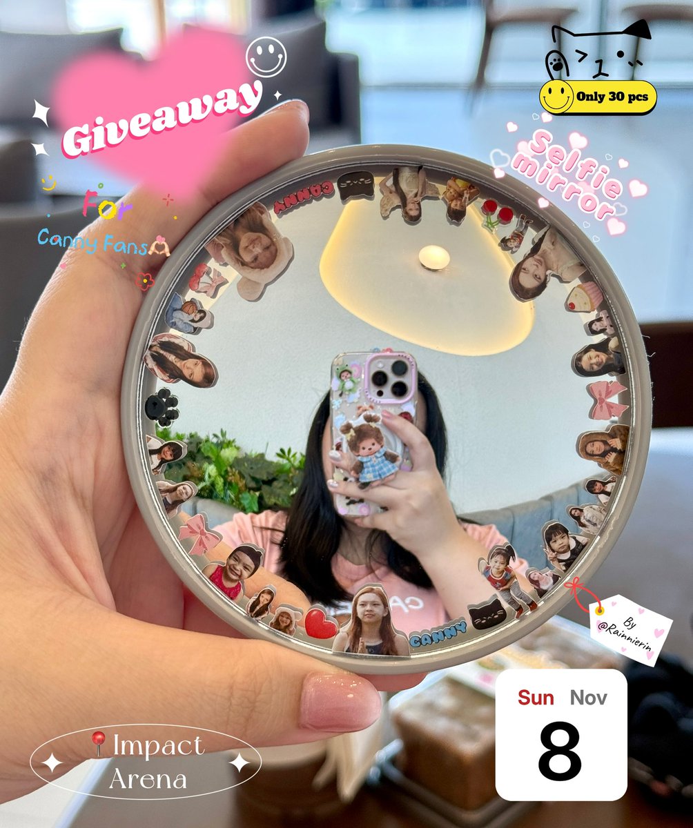 Rainnierin's tweet photo. GIVEAWAY FOR CANNY FANS 🐈‍⬛🍒💖

Selfie Mirror 🪞✨📸

BABYMONSTER WORLD TOUR [CHOOM] IN BANGKOK 

🗓️ 8 Nov 2026
📍 IMPACT Arena

อยากพาเด็กน้อยไปเที่ยวด้วยกันทุกที่ 💗
เมนแคนนี่อย่าลืมมารับน้องไปน้าาาา 🐈‍⬛🍒✨

#CHIQUITA #치키타 #BABYMONSTER #CHOOM_IN_BANGKOK #เบม่อนออนทัวร์2026 https://t.co/9zbzq2MxC5