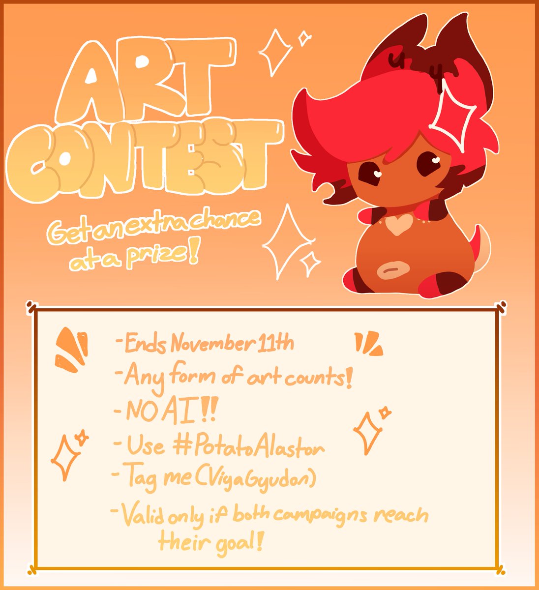 FeedMe_Katsudon's tweet photo. ✨GIVEAWAY + CONTEST✨
Hello everyone! Sales have been going greatly so far, to celebrate I'm holding a Giveaway + Contest.

Like, Repost and Reply to this post to enter, more details + Contest details in the images below!

https://t.co/Y8NO0zrDIu

#HazbinHotel #PotatoAlastor https://t.co/MRUVsJQsQT