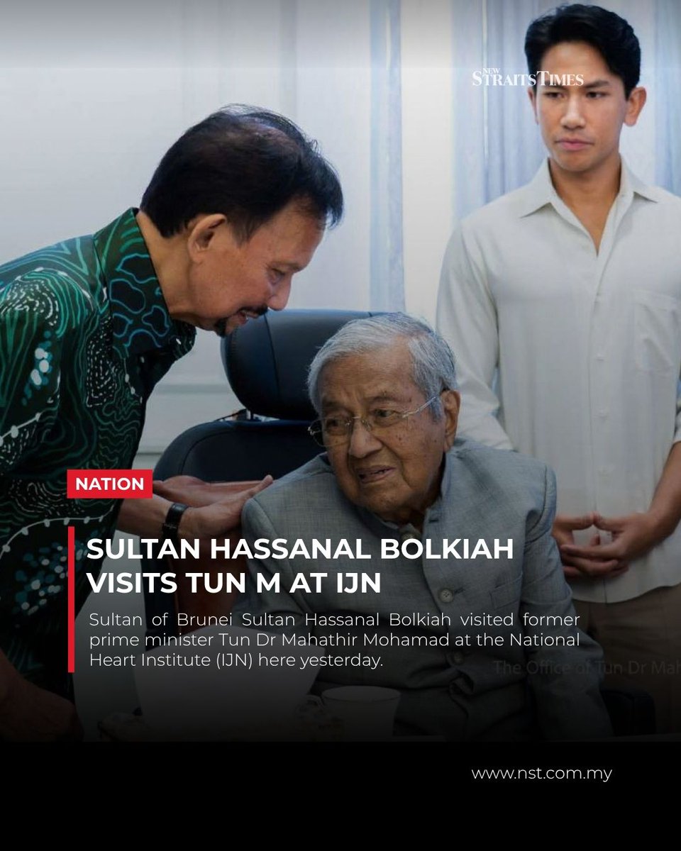 NST_Online's tweet photo. #NSTnation The visit was shared on Dr Mahathir's official Facebook page, which said the Brunei ruler had visited the 101-year-old former prime minister at IJN on Oct 4.

📸 PIC CREDIT: FB/TunDrMahathir

Read more: https://t.co/6zeHTh2eLc https://t.co/4nH9zQiHVG