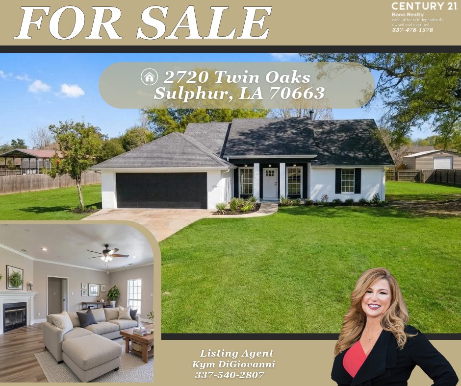 kymdigiovanni's tweet photo. 2720 Twin Oak Dr., Sulphur, LA 70663

More info: https://t.co/sUoOO38iGS

3D Tour: https://t.co/dM7h7dGSw9

✨Kym DiGiovanni, REALTOR®
📲337-540-2807
📧kym@kymdigiovanni.com
🌐https://t.co/8A9jw1CFuk
Century 21 Bono Realty
337-478-1578
4410 Nelson Rd Lake Charles, LA 70605 https://t.co/scmCwjhJcK